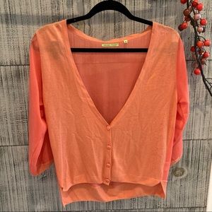 Trisha Tyler lightweight sheer coral cardigan
